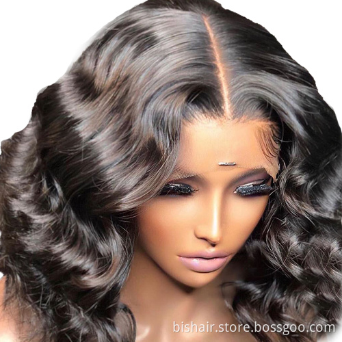 Body Wave Lace Front Bob Wig 150% Density 4x4 Lace Closure Wigs From Brazilian Virgin Human Hair For Black women  Natural Color